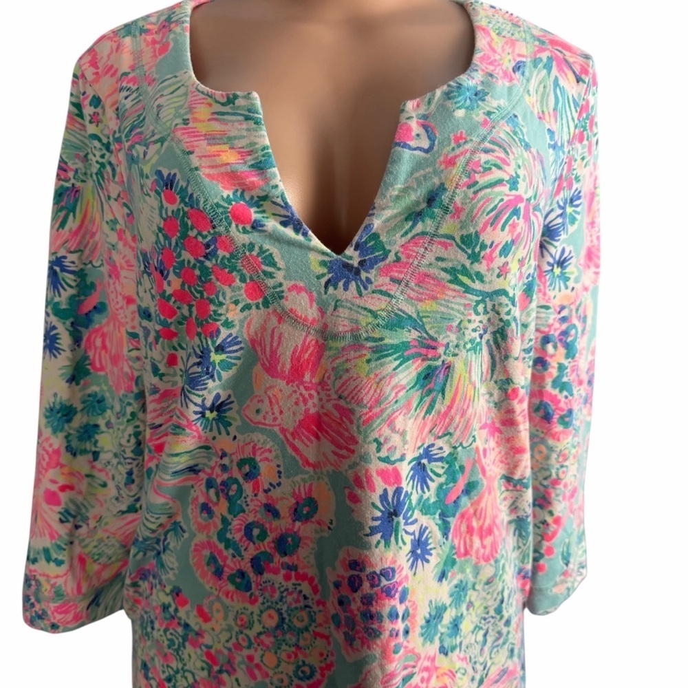 Lilly Pulitzer Justina Tunic Gypsea Serene Blue - Picture 3 of 9
